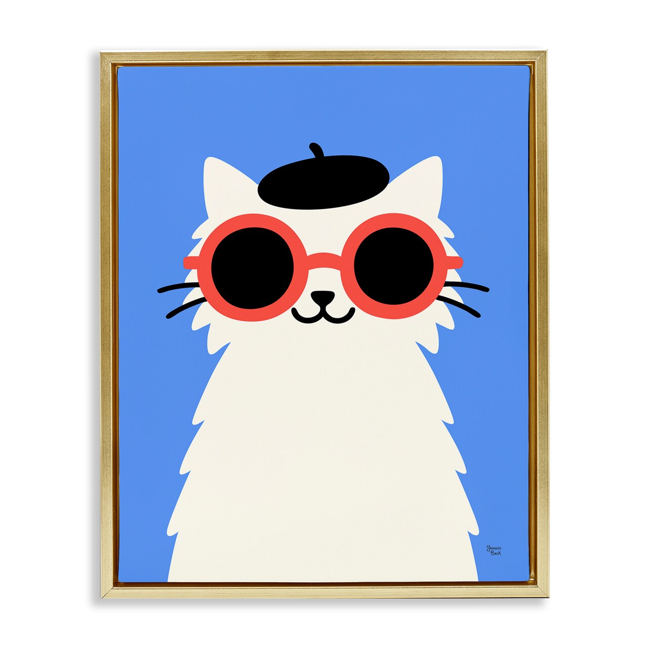 Stupell Industries Stylish French Cat Floating Frame, design by Jessica Beck